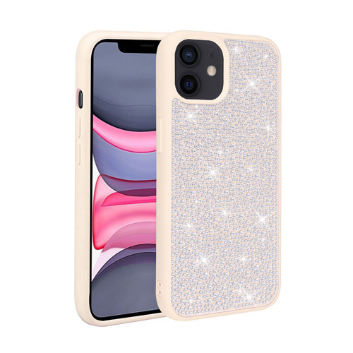 iPhone 11 Uyumlu Parlak Taşlı Tasarım NVTH Ston Kılıf-Beyaz