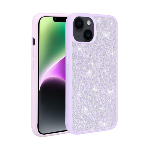 iPhone 13 Uyumlu Parlak Taşlı Tasarım NVTH Ston Kılıf-Lila