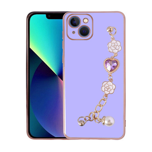 iPhone 14 Plus Uyumlu El Tutamaçlı Kamera Korumalı NVTH Taka Silikon Kılıf-Mor