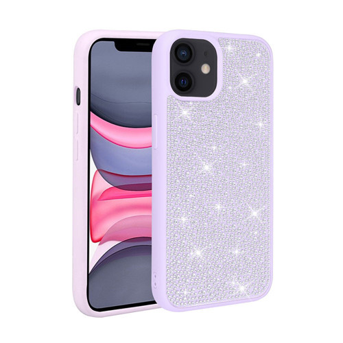 iPhone 11 Uyumlu Parlak Taşlı Tasarım NVTH Ston Kılıf-Lila