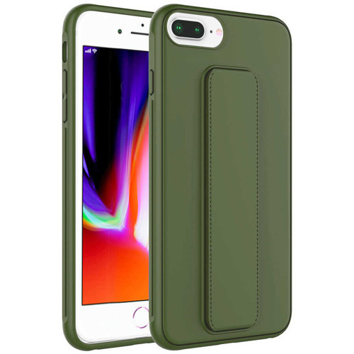 iPhone 8 Plus Kılıf NVTH Qstand Kapak - Koyu Yeşil