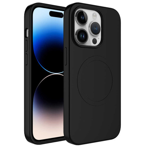iPhone 12 Pro Uyumlu Magsafe Wireless Şarj Özellikli Pastel Renk Silikon NVTH Plas Kılıf-Siyah