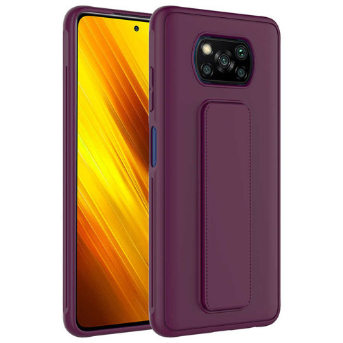 Poco X3 Kılıf NVTH Qstand Kapak - Mürdüm