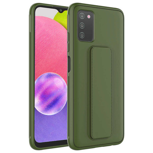 Galaxy A03S Kılıf NVTH Qstand Kapak - Koyu Yeşil