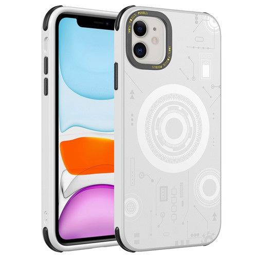 iPhone 12 Uyumlu NVTH Wireless Şarj Özellikli Desenli Hot Kılıf-Beyaz