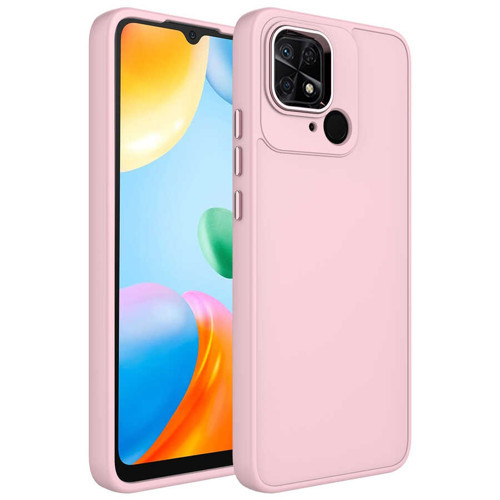 Redmi 10C Kılıf Metal Çerçeve ve Buton Tasarımlı Silikon NVTH Luna Kapak - Pembe