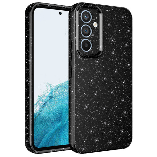 Galaxy A34 Kılıf Kamera Korumalı Simli Lüks NVTH Koton Kapak - Siyah