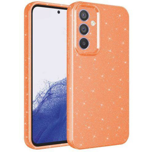 Galaxy A34 Kılıf Kamera Korumalı Simli Lüks NVTH Koton Kapak - Turuncu