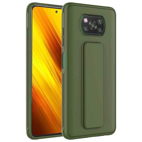 Poco X3 Kılıf NVTH Qstand Kapak - Koyu Yeşil