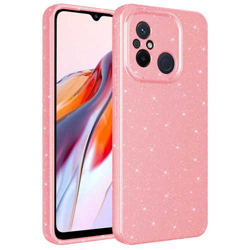 Redmi 12C Kılıf Kamera Korumalı Simli Lüks NVTH Koton Kapak - Pembe