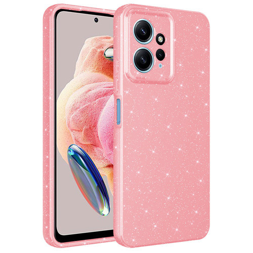 Redmi Note 12 4G Kılıf Kamera Korumalı Simli Lüks NVTH Koton Kapak - Pembe