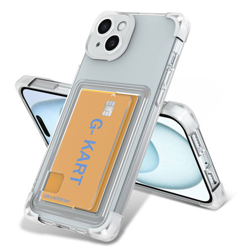 iPhone 13 Kılıf Airbag Tasarımlı Şeffaf Kartlıklı NVTH G-Kart Kapak - Renksiz