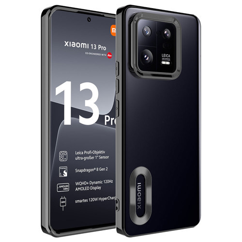 Mi 13 Pro Kılıf Kamera Korumalı Logo Gösteren NVTH Omega Kapak - Siyah