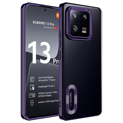 Mi 13 Pro Kılıf Kamera Korumalı Logo Gösteren NVTH Omega Kapak - Derin Mor