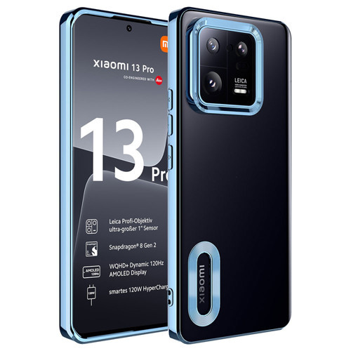 Mi 13 Pro Kılıf Kamera Korumalı Logo Gösteren NVTH Omega Kapak - Mavi