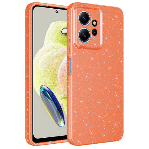 Redmi Note 12 4G Kılıf Kamera Korumalı Simli Lüks NVTH Koton Kapak - Turuncu