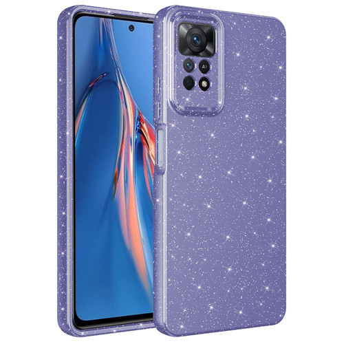 Redmi Note 12 Pro 4G Kılıf Kamera Korumalı Simli Lüks NVTH Koton Kapak - Mor