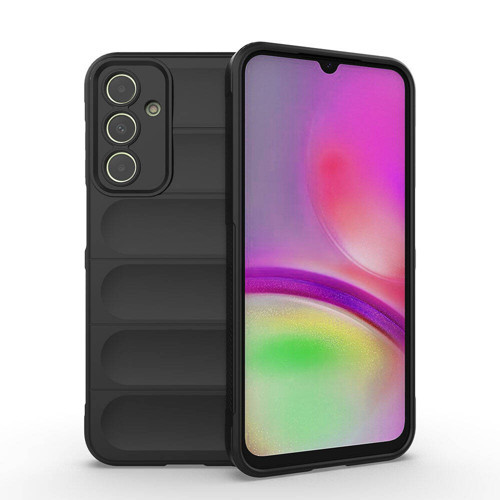Galaxy A25 Kılıf Esnek TPU Oyuklu Arka Yüzey Tasarımlı NVTH Etnik Silikon Kapak - Siyah
