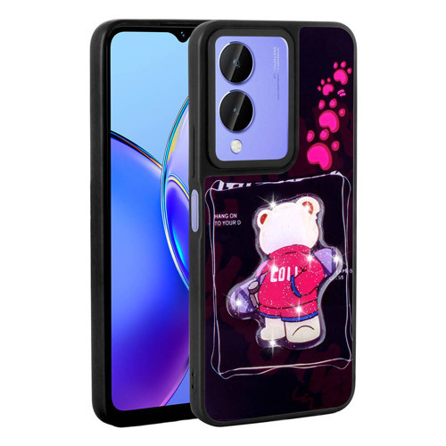 Vivo Y17S Kılıf Parlayan Kabartmalı İkonik Figürlü NVTH Amas Silikon Kapak - Siyah