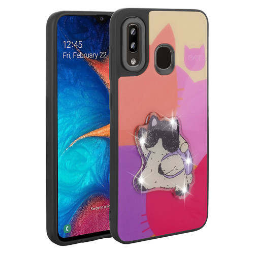 Galaxy A30 Kılıf Parlayan Kabartmalı İkonik Figürlü NVTH Amas Silikon Kapak - Mor