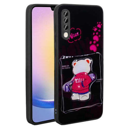 Galaxy A70 Kılıf Parlayan Kabartmalı İkonik Figürlü NVTH Amas Silikon Kapak - Siyah