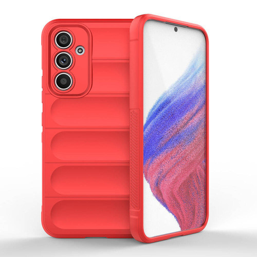 Galaxy A54 Kılıf Esnek TPU Oyuklu Arka Yüzey Tasarımlı NVTH Etnik Silikon Kapak - Kırmızı