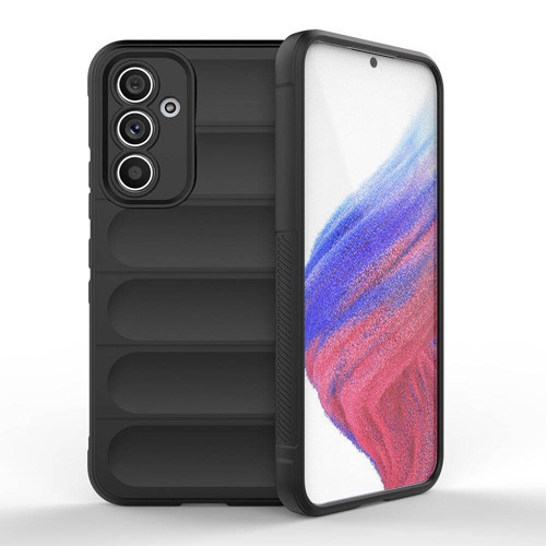 Galaxy A54 Kılıf Esnek TPU Oyuklu Arka Yüzey Tasarımlı NVTH Etnik Silikon Kapak - Siyah