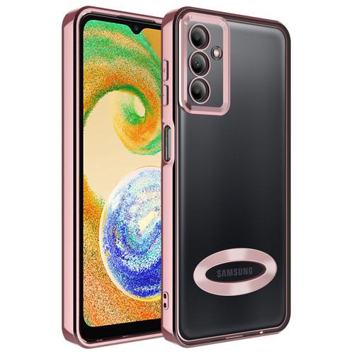 Galaxy A04S Kılıf Kamera Korumalı Logo Gösteren NVTH Omega Kapak - Rose Gold