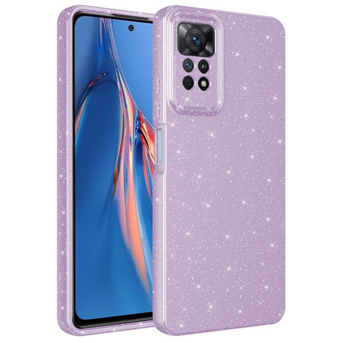 Redmi Note 12 Pro 4G Kılıf Kamera Korumalı Simli Lüks NVTH Koton Kapak - Lila