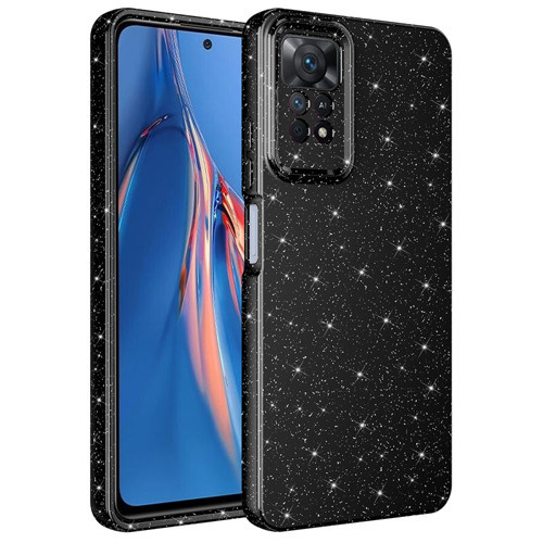 Redmi Note 12 Pro 4G Kılıf Kamera Korumalı Simli Lüks NVTH Koton Kapak - Siyah