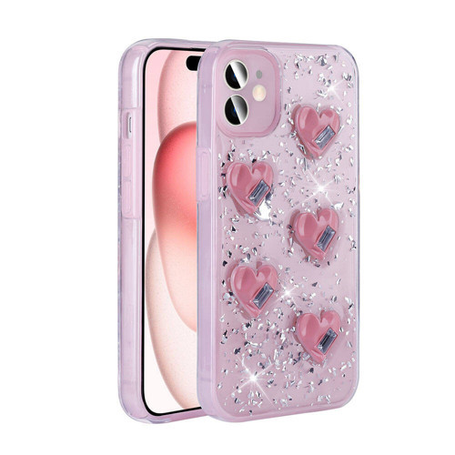 iPhone 14 Kılıf Airbagli Simli Arka Yüzey NVTH Işıltı Silikon Kapak - Pembe