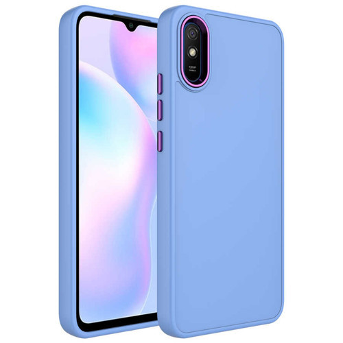 Redmi 9A Kılıf Metal Çerçeve ve Buton Tasarımlı Silikon NVTH Luna Kapak - Lila