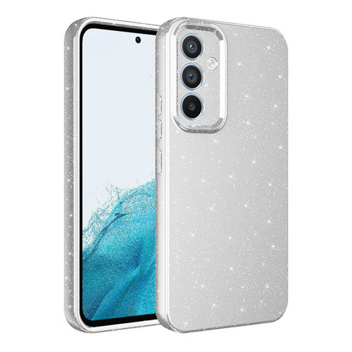 Galaxy A55 Kılıf Kamera Korumalı Simli Lüks NVTH Koton Kapak - Gümüş