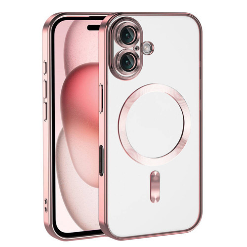 iPhone 16 Plus Kılıf Kamera Korumalı Magsafe Wireless Şarj Özellikli NVTH Demre Kapak - Rose Gold