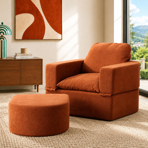 Sofa Bed Katlanır Yatak Olabilen Berjer Koltuk Puf Seti
