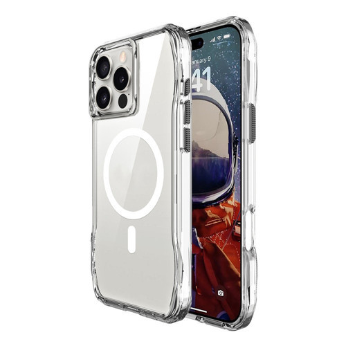 iPhone 16 Pro Kılıf Magsafe Şarj Özellikli Airbagli Şeffaf NVTH İncek Kapak - Şeffaf