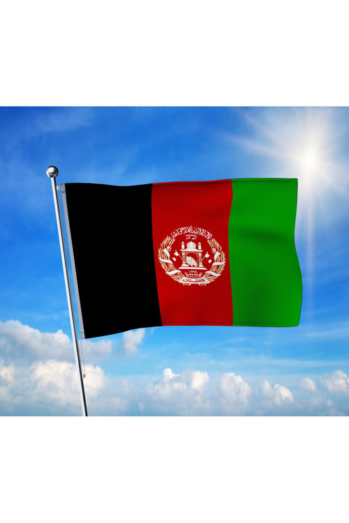 Afganistan Devleti Bayrağı -Afganistan İslam Cumhuriyeti Premium Raşel Kumaş 100x150 cm