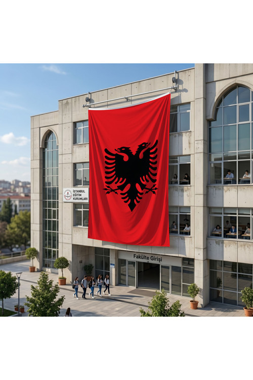 Arnavutluk Bayrağı 140gr Premium Raşel Kumaş 6x9 metre