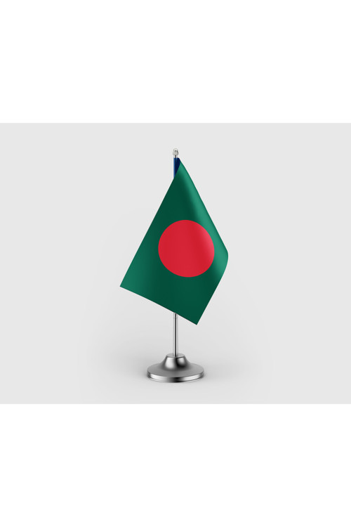 Bangladeş Devleti Tekli Saten Masa Bayrağı Seti