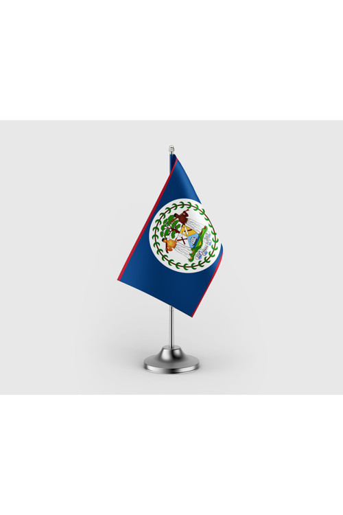 Belize Devleti Tekli Saten Masa Bayrağı Seti