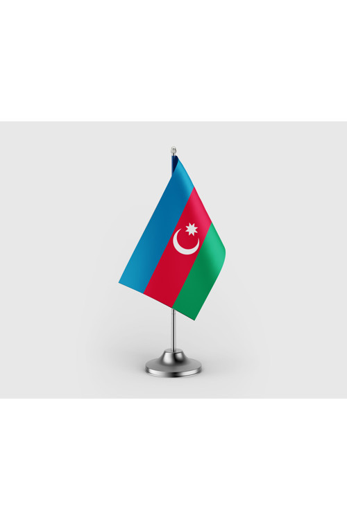 Azerbaycan Devleti Tekli Saten Masa Bayrağı Seti