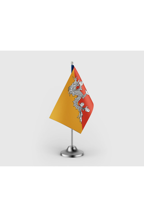 Bhutan Devleti Tekli Saten Masa Bayrağı Seti