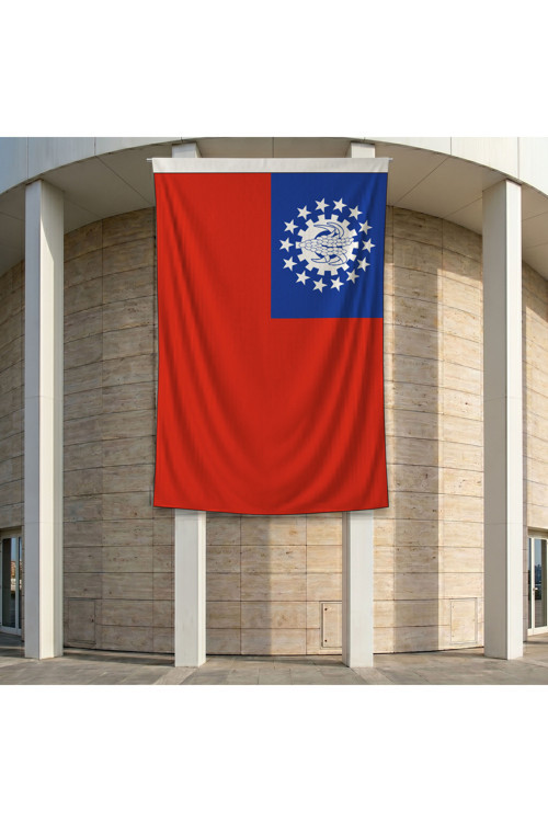 Burma Birliği Sosyalist Cumhuriyeti Bayrağı 140gr Premium Raşel Kumaş 200x300 cm
