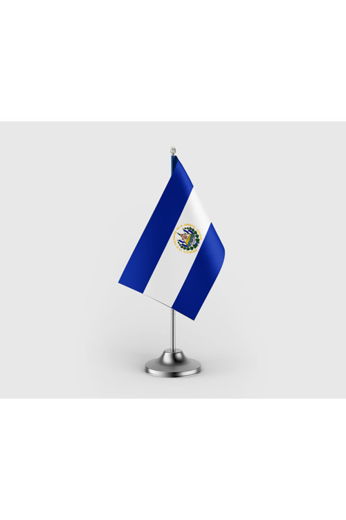 El Salvador Tekli Saten Masa Bayrağı Seti