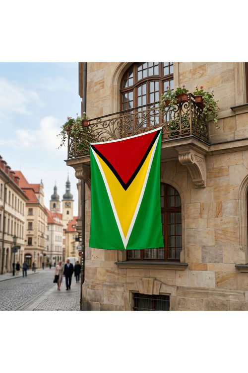 Guyana Bayrağı Premium Raşel Kumaş 150x225 Cm
