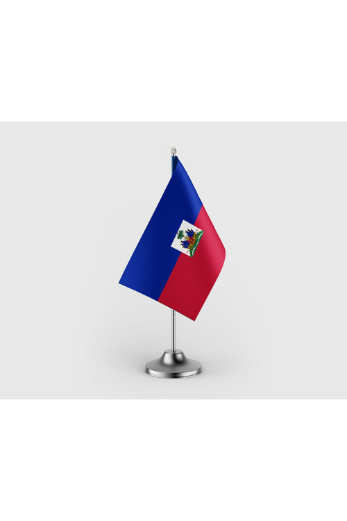 Haiti Devleti Tekli Saten Masa Bayrağı Seti
