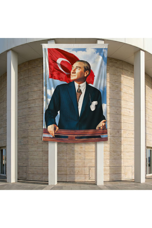 Istikbal Göklerdedir Mustafa Kemal Atatürk-Ay yıldız Poster Poster Bayrak Premium Raşel Kumaş ATA33 2x3m