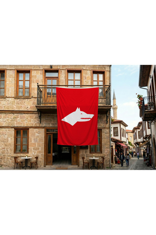 Kırmızı Göktürk Bayrağı 140gr Premium Raşel Kumaş 300x450cm