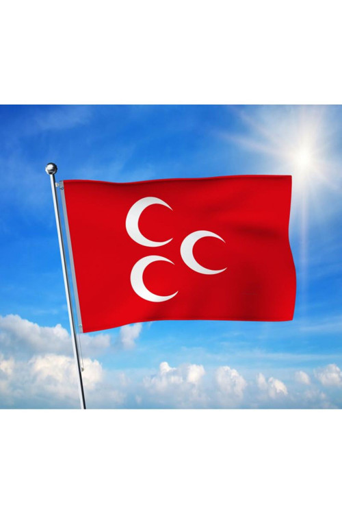 Kırmızı Üç Hilal Bayrağı Premium Raşel Kumaş 70x105 cm