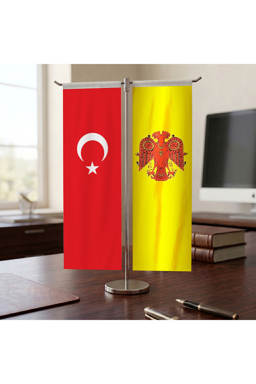 Oğuz Devleti ve Türk Bayrağı Kırlangıç T tipi Masa Bayrak Takımı